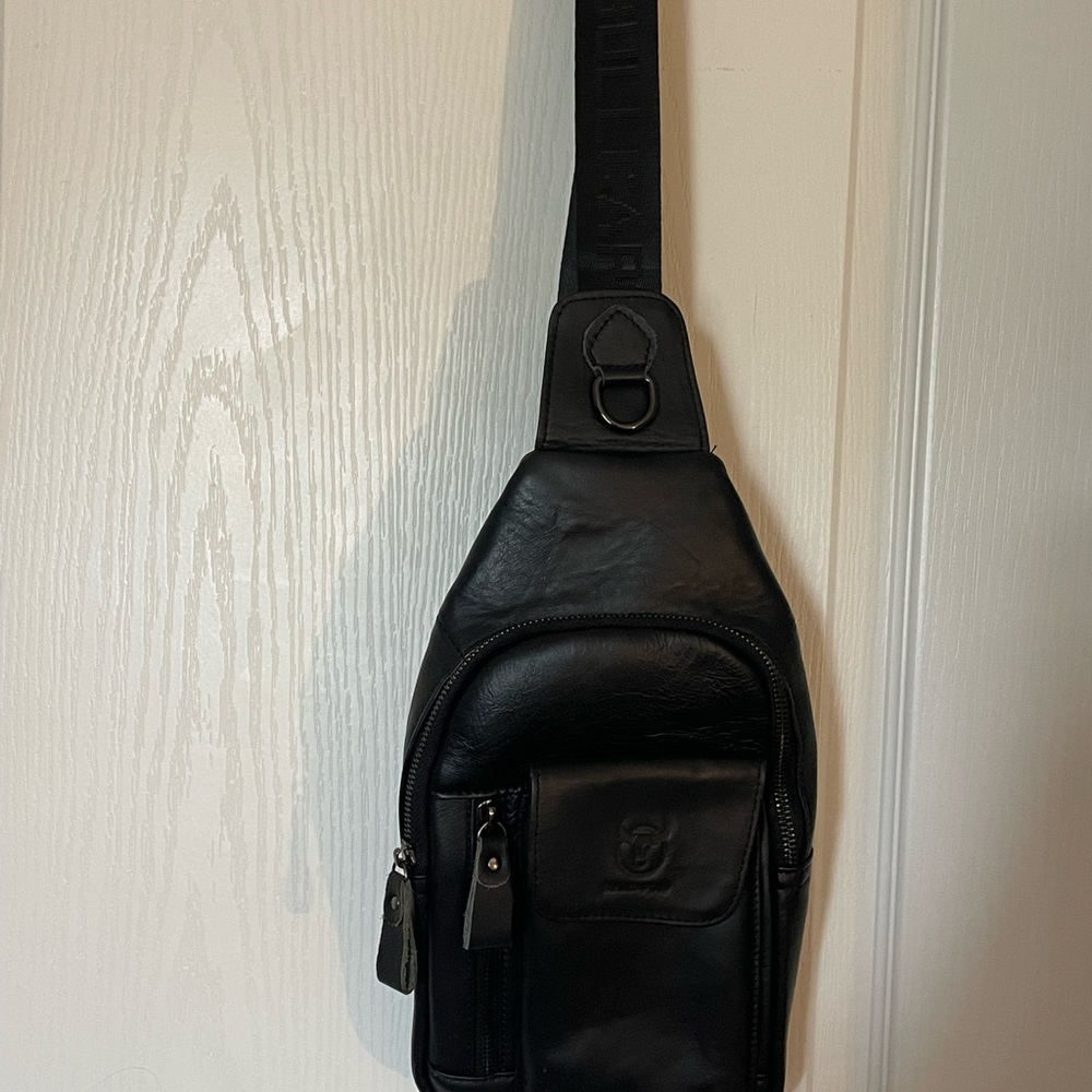 Black Leather Sling Bag